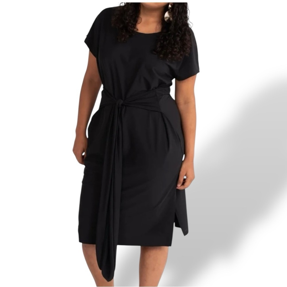 Rec Room Tie Waist Midi Dress Black Size Large